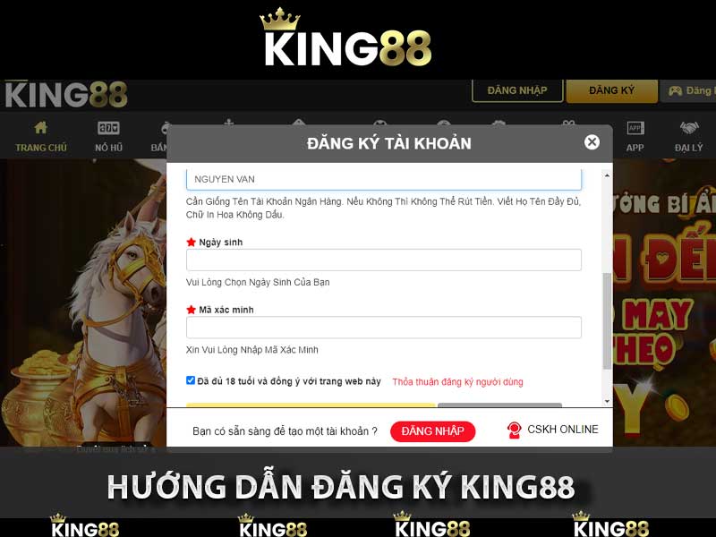 Hướng dẫn đăng ký King88