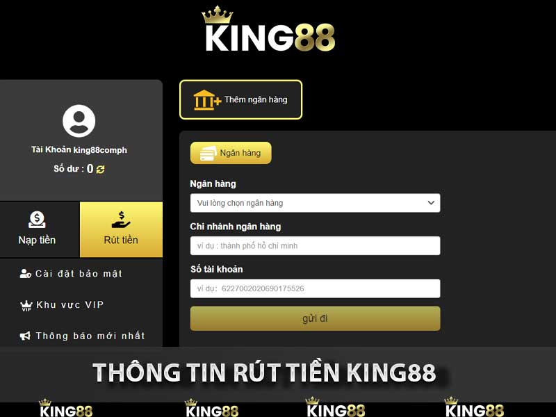 thông tin rút tiền king88